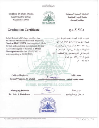 JIC Certificate