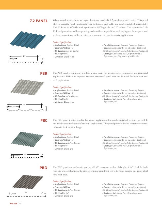 mbci architectural brochure roof cantilever chart