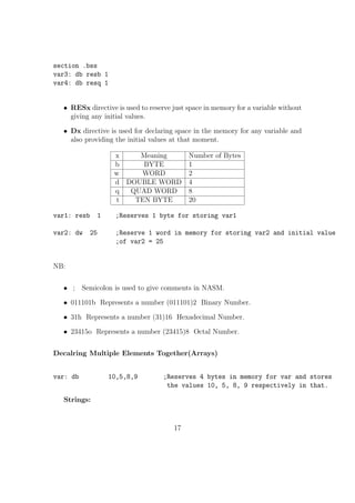 5. Interrupts: 
Interrupts are the most critical routines executed by a processor. Interrupts 
may be triggered by external sources or due to internal operations. In linux 
based systems 80h is the interrupt number for OS generated interrupts and 
in windows based systems it is 21h. The Operating System Interrupt is used 
for implementing systems calls. 
Whenever an interrupt occurs, processor will stop its present work, preserve 
the values in registers into memory and then execute the ISR (Interrupt 
Service Routine) by referring to an interrupt vector table. ISR is the set of 
instructions to be executed when an interrupt occurs. By referring to the 
interrupt vector table, the processor can get which ISR it should execute 
for the given interrupt. After executing the ISR, processor will restore the 
registers to its previous state and continue the process that it was executing 
before. Almost all the I/O devices work by utilizing the interrupt requests. 
11 
 