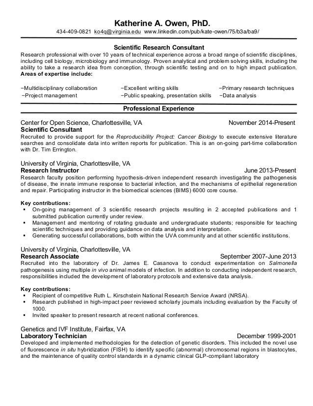 Resume biology phd