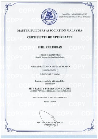 Certificate Of Attendance SSS