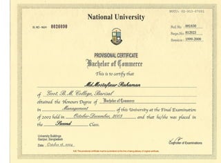 Certificate of Honours
