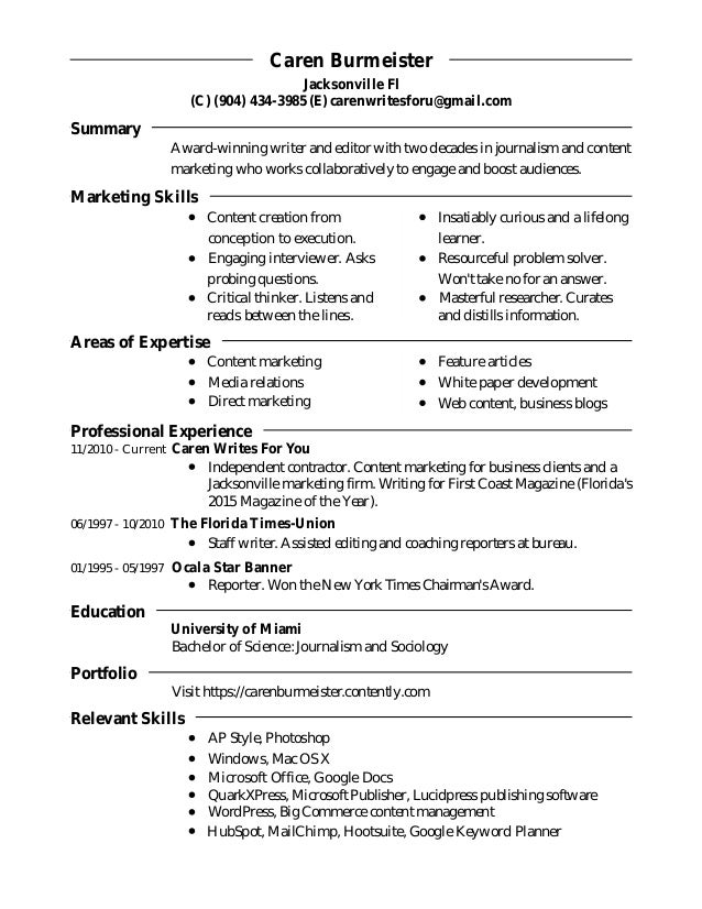 marketing resume writer