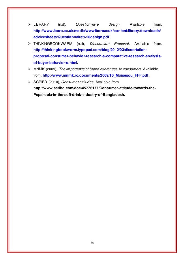 Consumer behaviour dissertation proposal