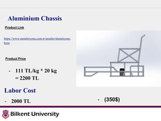 Aluminium Chassis
Product Link
https://www.metalreyonu.com.tr/urunler/aluminyum-
boru
Product Price
- 111 TL/kg * 20 kg
= ...