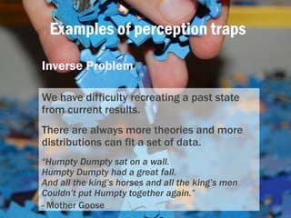 Examples of perception traps
Inverse Problem
We have difficulty recreating a past state
from current results.
There are al...