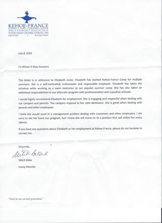 Kehoe-France Reference Letter