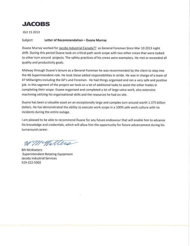 Jacobs Letter of Recommendation 2013 | PDF