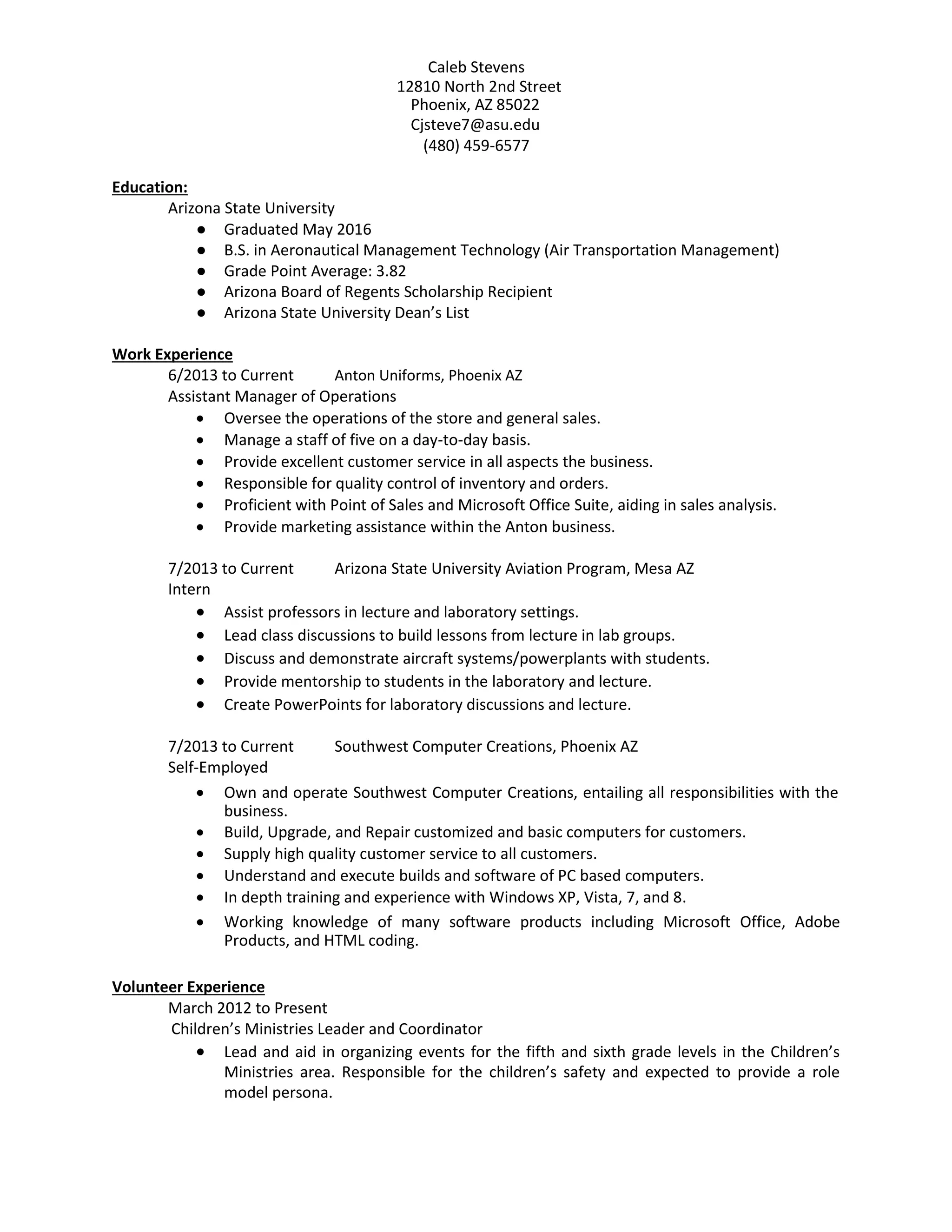 Caleb Stevens Resume 1 2015 - Caleb Stevens Resume 1 2015 1 2048 