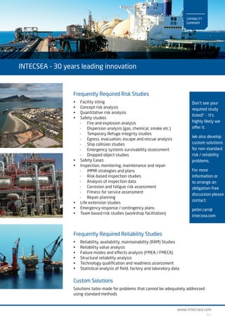 Risk & Reliability Solutions from INTECSEA | PDF