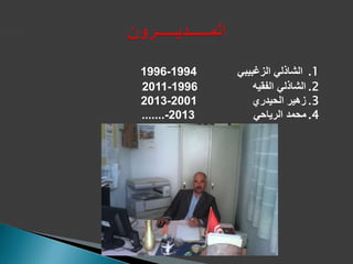 .1‫الشاذلي‬‫الزغبيبي‬1994-1996
.2‫الفقيه‬ ‫الشاذلي‬1996-2011
.3‫زهير‬‫الحيدري‬2001-2013
.4‫الرياحي‬ ‫محمد‬2013-.......
 