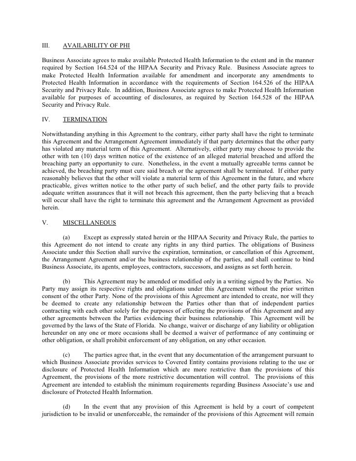 Business Associate Agreement Hipaa Template