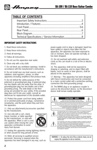 Ampeg BA108 1x8 Bas Gitar Amfisi gitarpazar.com kullanim klavuzu manual ...