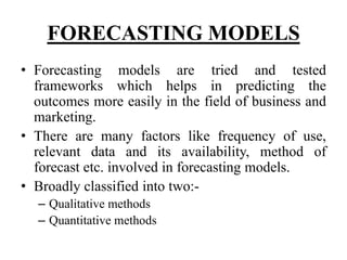 FORECASTING TECHNIQUES OR MODELS : BUSINESS ANALYTICS | PPTX