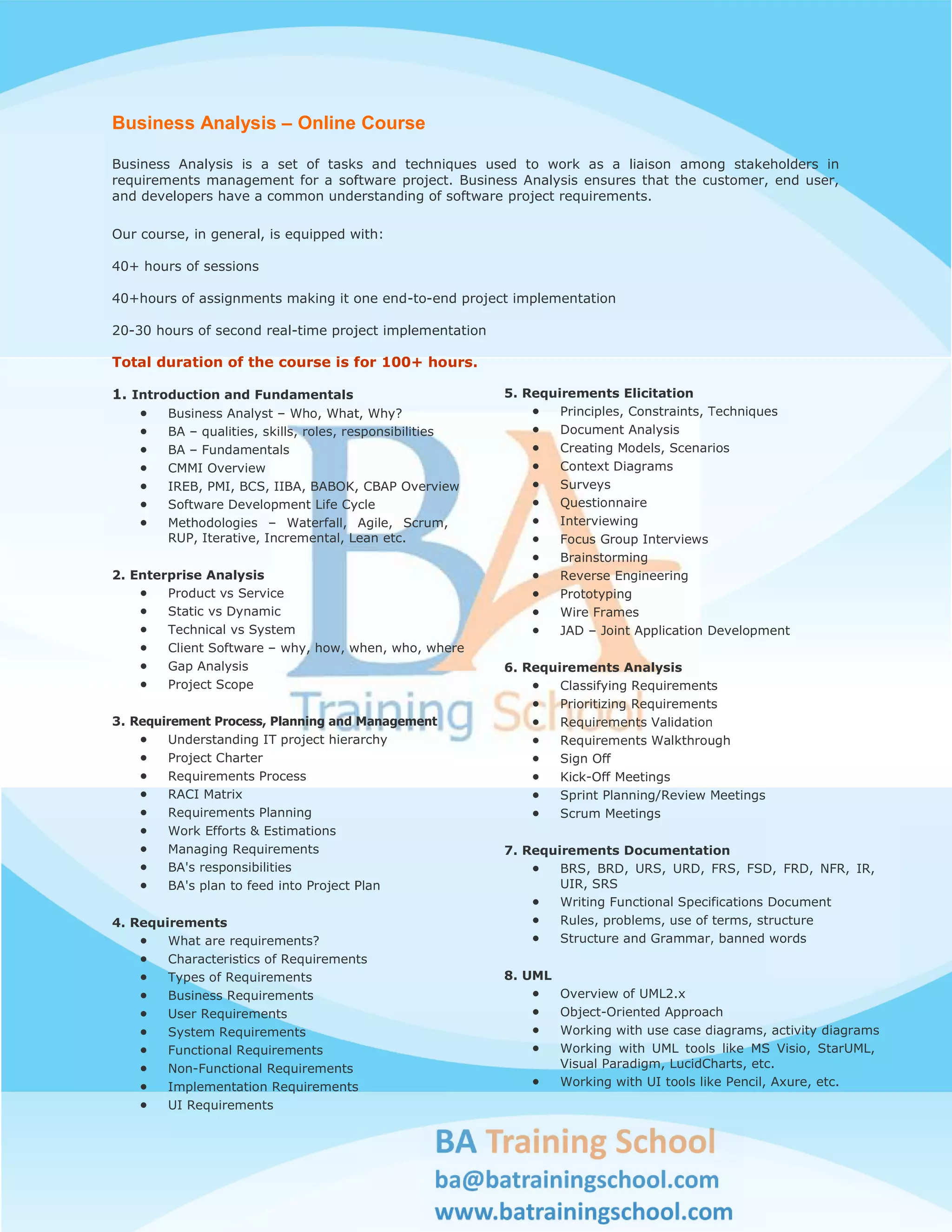 Business Analysis Course Contents PDF Business Analysis Course Contents Pdf
