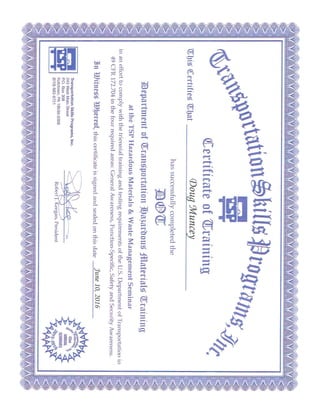 Muncey EHS DOT Certifications