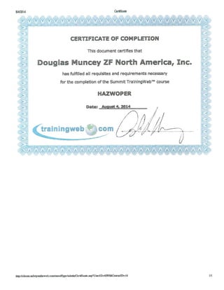 Muncey EHS DOT Certifications