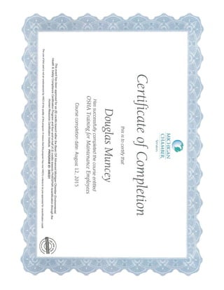 Muncey EHS DOT Certifications