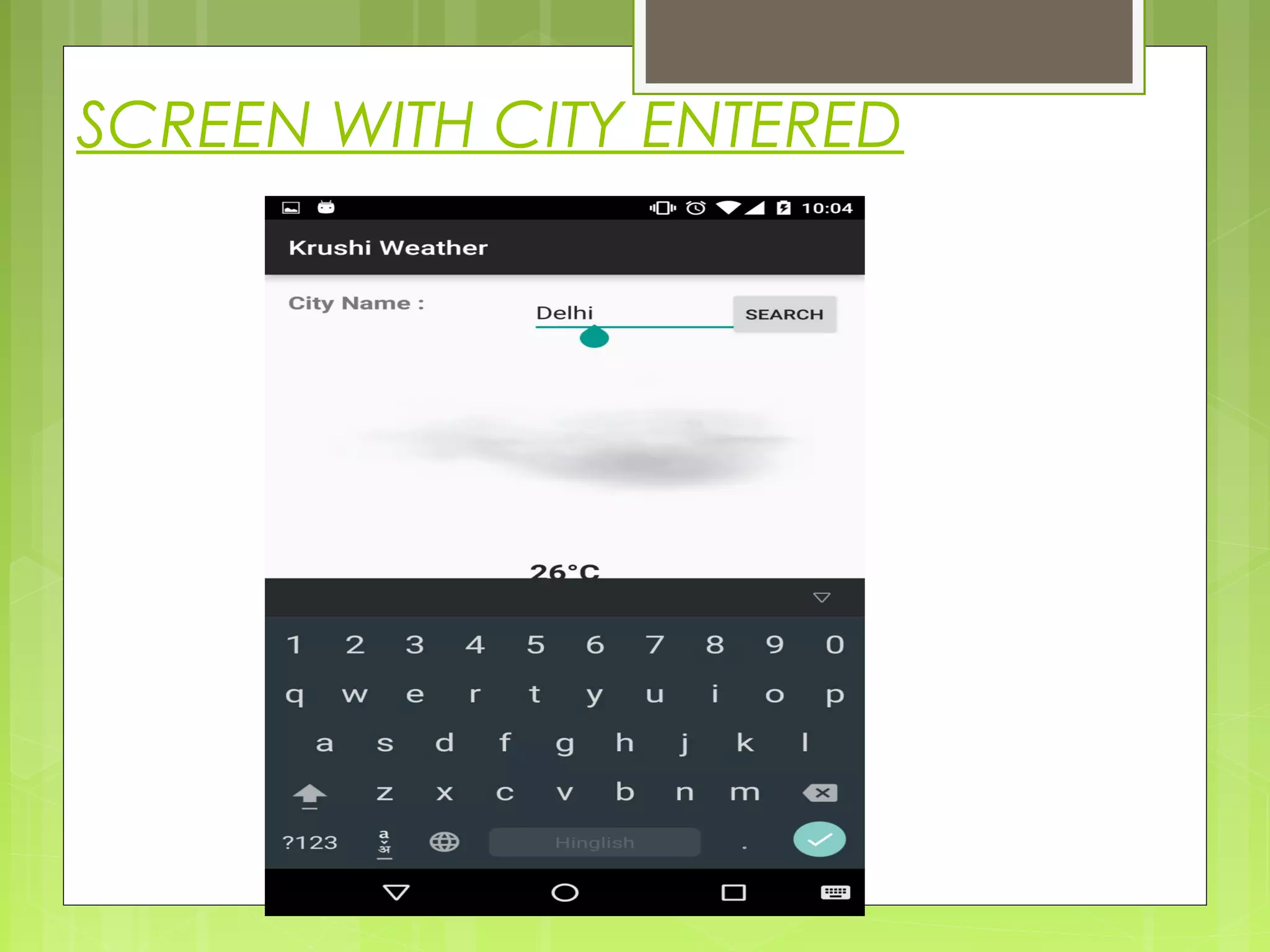 SCREEN WITH CITY ENTERED
 