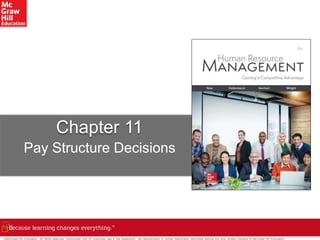 Chapter 11
Pay Structure Decisions
©McGraw-Hill Education. All rights reserved. Authorized only for instructor use in the classroom. No reproduction or further distribution permitted without the prior written consent of McGraw-Hill Education.
 