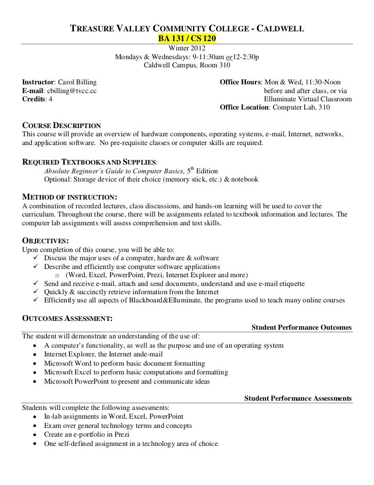 ba131 cs120 syllabus winter12 billing syllabus explorer