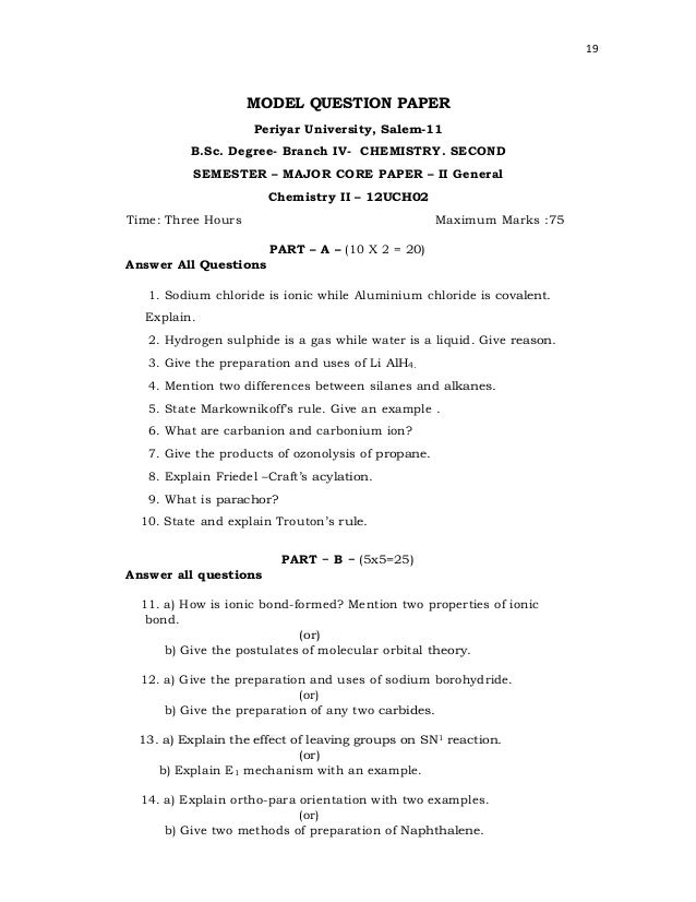 University chemistry papers