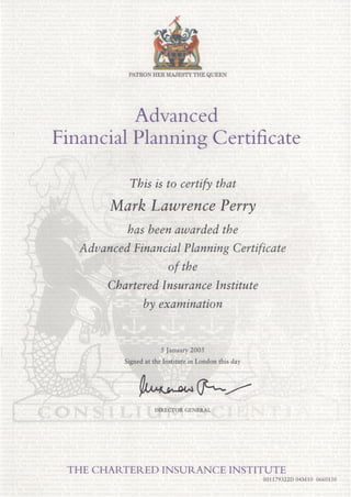 Chartered Insurance Institute.Advanced Diploma.Mark Perry