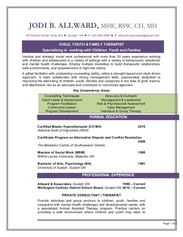 resume for working with children