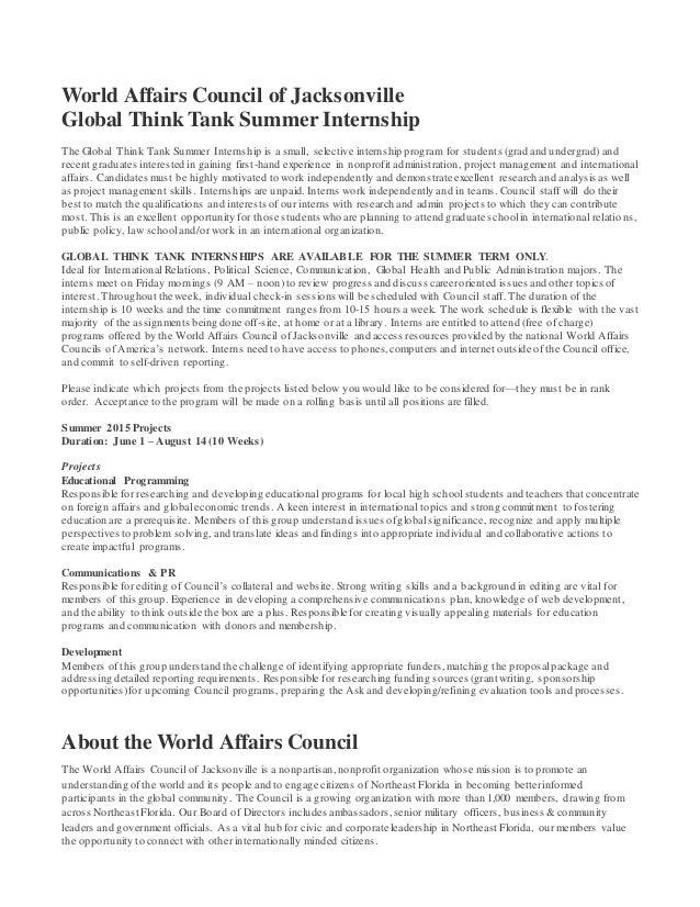 Global Think Tank Summer Internship