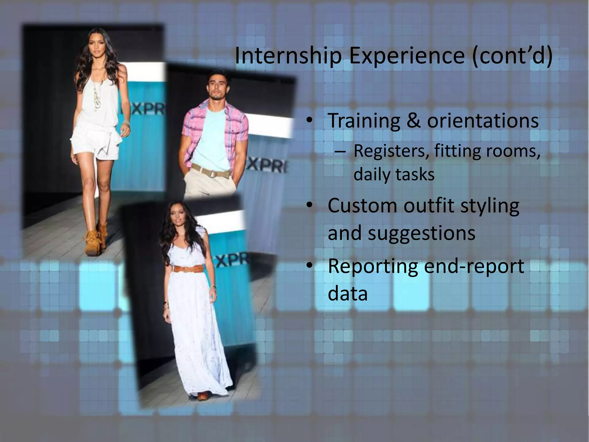 Updated ResumeEXPRESS, LLC (Background)sixth largest specialty retailer of women's and men's apparel in the US30+ yearsfashion and qualitylifestyle occasions at an attractive value+560 retail outletshigh-traffic shopping mallslifestyle centersstreet locations