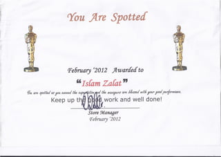Spotted certificate Feb 2012