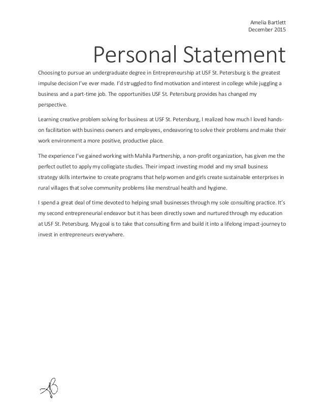 Business management personal statement example image