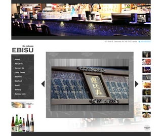 Home 
About Us 
Contact Us 
Light Tapas 
Sashimi 
Seafood 
Sushi 
Gallery 
Related Link 
Gallery 
Gallery 
On robson  