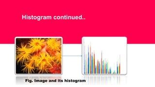 Histogram continued..
Fig. Image and its histogram
 