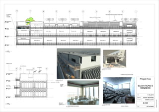 level 11
20697
level 12
25277
ROOF
29385
B C DA
ROOFTOP 2
32991
FORMULA LINE
MOVEABLE LOUVERS
CONCRETE WALLS
SPOTTED
GUM TIMBER
PV PANELS
CONCRETE ROOF
SOLAR PANELS
level 11
20697
level 12
25277
ROOF
29385
8 7 6 5 4 3 2 110 9
ROOFTOP 2
32991
ALLOMINIUM
ALLOY
MOVABLE
LOUVERS
BRICK WALLS
BRICK WALLS
BRICK WALLS
BRICK WALLS
BRICK WALLS BRICK WALLS BRICK WALLS BRICK WALLS BRICK WALLS BRICK WALLS BRICK WALLS
BRICK WALLS
BRICK WALLS
BRICK WALLSBRICK WALLSBRICK WALLS
RAIN WATER TANK AND GREY WATER TANK
SOLAR HOT WATER SYSTEM
Scale
Checked by
Drawn by
Date
As indicated
10/06/20158:57:33PM
ELEVATIONS &
RENDERS
Project Two
11.06.2015
SADAF MEHRABI
SIMON LlOYD
A102
1 : 100
1
WEST
1 : 100
2
North
TROMB WALL TROMB WALL TROMB WALL
1 : 1
3
EXTERIOR 3D
1 : 1
4
LECTURE ROOM
1 : 1
5
INTERIOR(MEETING ROOM)
1 : 1
6
ROOFTOP RENDER
CONCRETE WALLS AND CEILING
CARPET FLOORING
RE USE
BRICK
WALL
RECYCLED
PLASTIC
FURNITURES
 