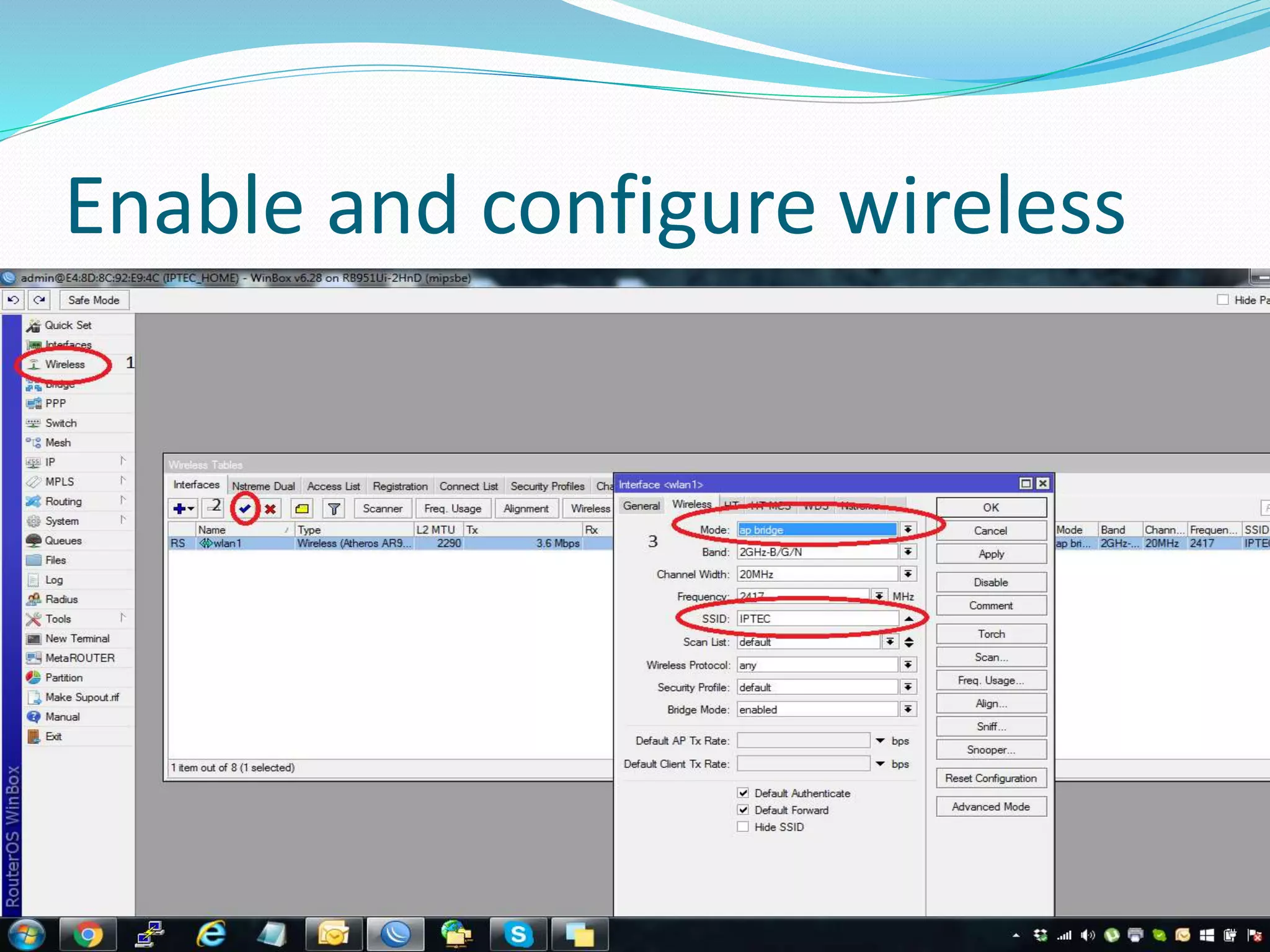 Enable and configure wireless
 