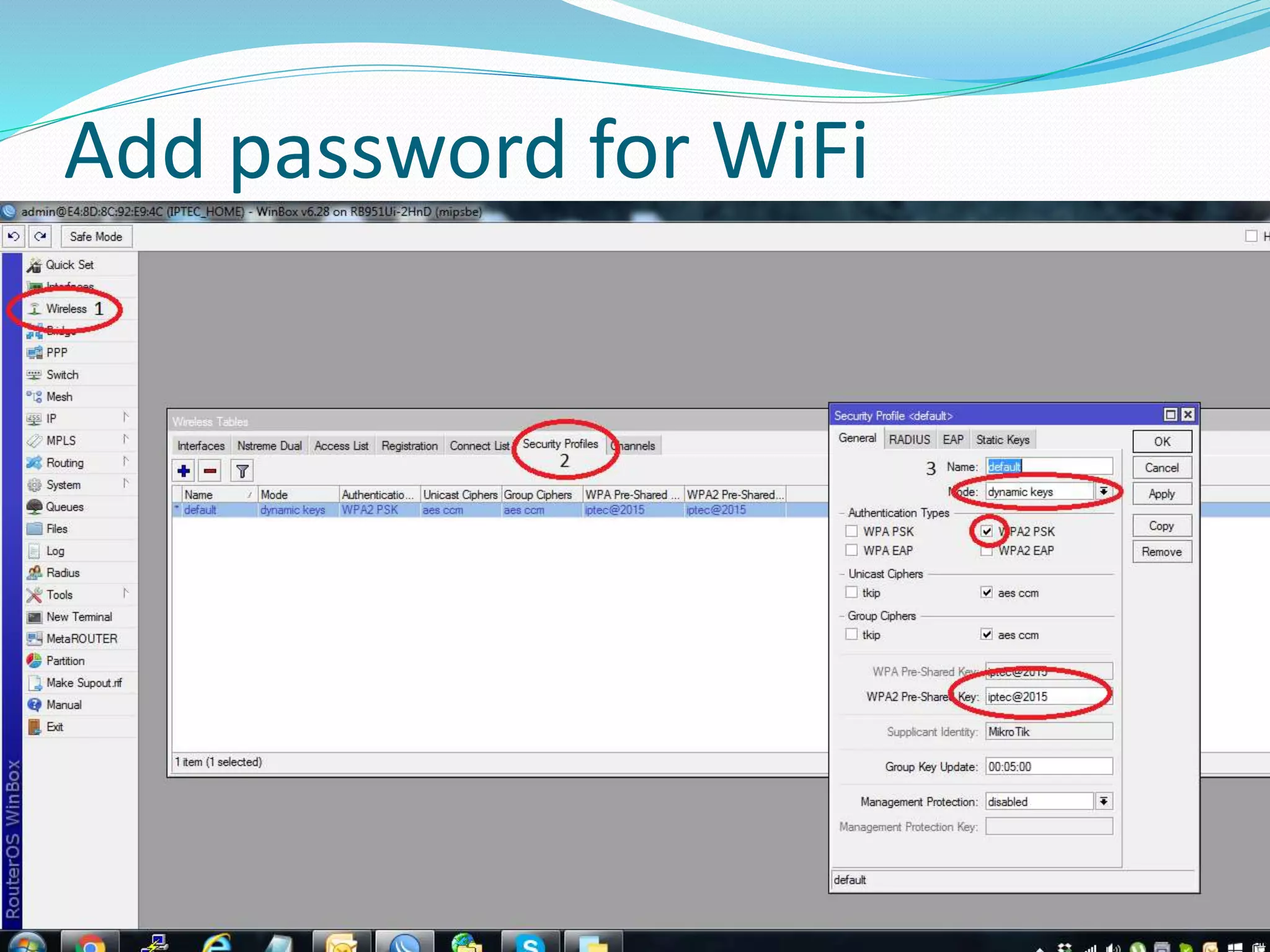 Add password for WiFi
 