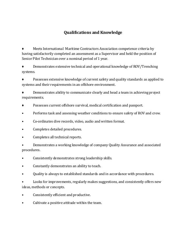 ROV Supervisor Job Description