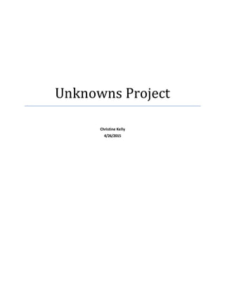 Unknowns Project
Christine Kelly
4/26/2015
 