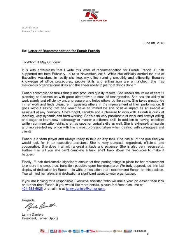 recommendation letter from lenny daniels sports recommendation letter