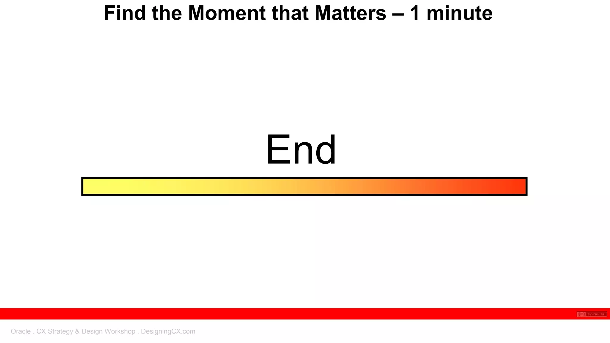 Oracle . CX Strategy & Design Workshop . DesigningCX.com
Find the Moment that Matters – 1 minute
End
 