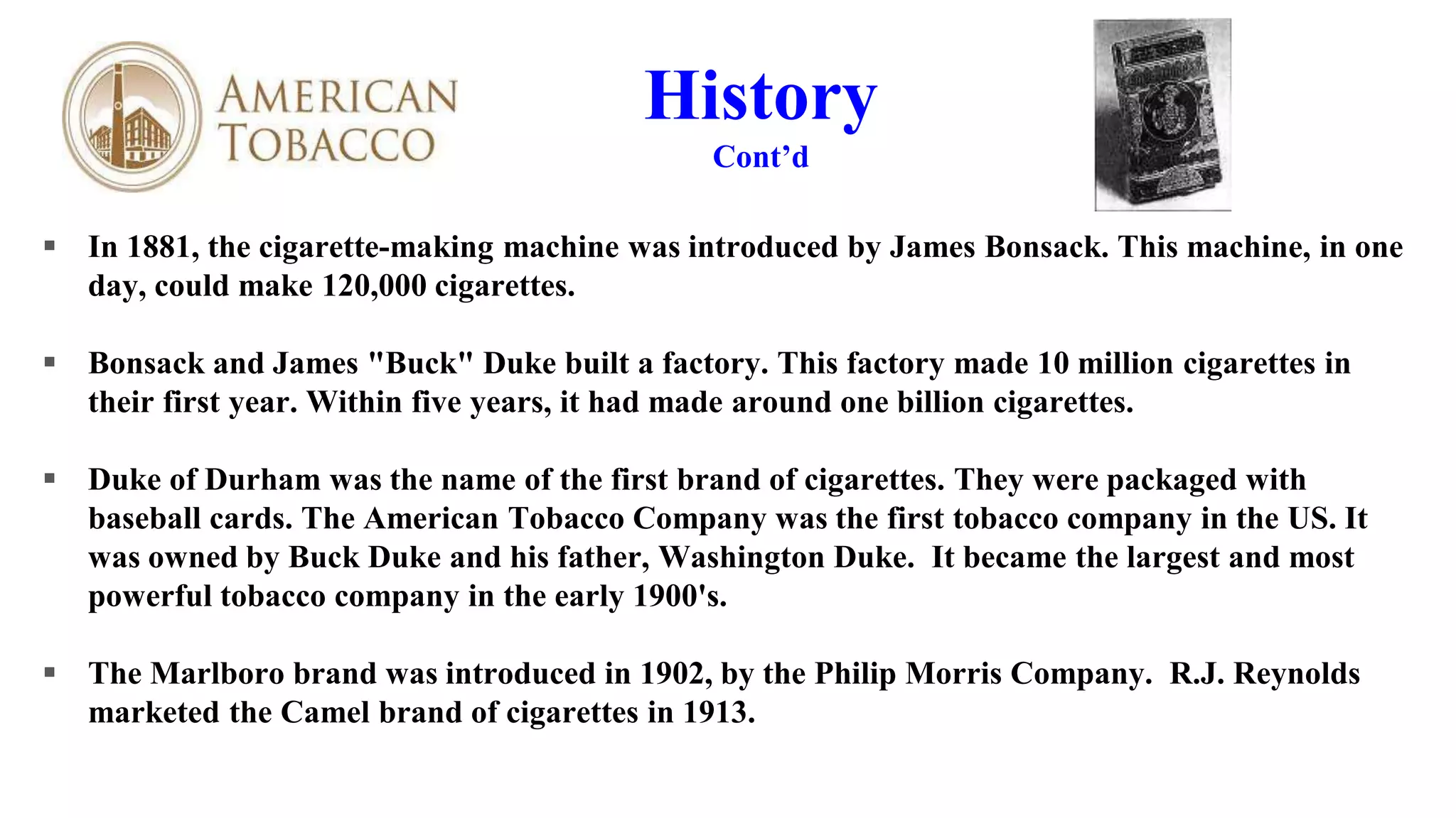 buck duke tobacco history company bkushistory [licensed for non-commercial use only] / James Bonsack and James Duke James duke tobacco hi-res stock  Had to give it a