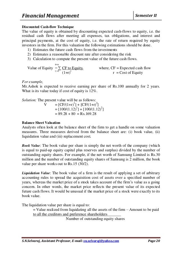Ba7202 Financial Management Unit1 Notes