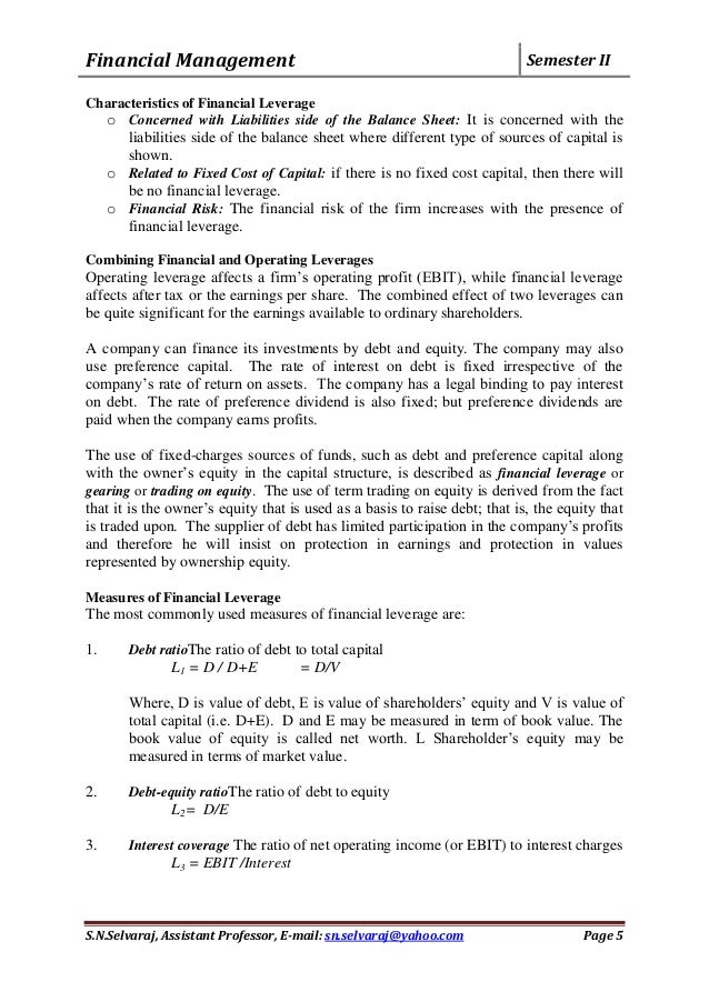 Ba7202 Financial Management Unit3 Notes