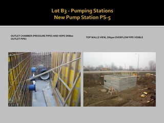 OUTLET CHAMBER (PRESSURE PIPES AND HDPE DN800 OUTLET PIPE) 
TOP WALLS VIEW, DN500 OVERFLOW PIPE VISIBLE  