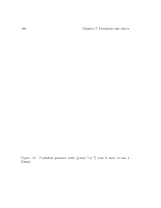 186 Chapitre 7: Conditions aux limites
Figure 7.8: Production primaire nette [g.mois−1
.m−2
] pour le mois de mai `a
Hawaii.
 