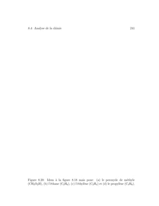 8.4: Analyse de la chimie 241
Figure 8.20: Idem `a la ﬁgure 8.18 mais pour: (a) le peroxyde de m´ethyle
(CH3O2H), (b) l’´ethane (C2H6), (c) l’´ethyl`ene (C2H4) et (d) le propyl`ene (C3H6).
 