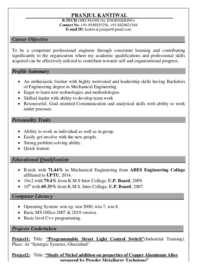 resume personality traits