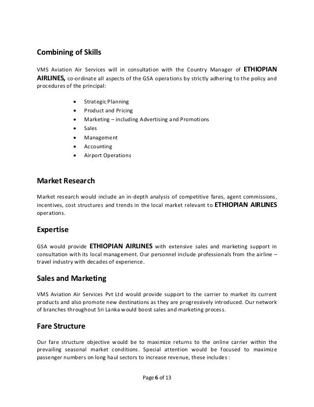 ethiopian airlines online proposal airline gsa proposal