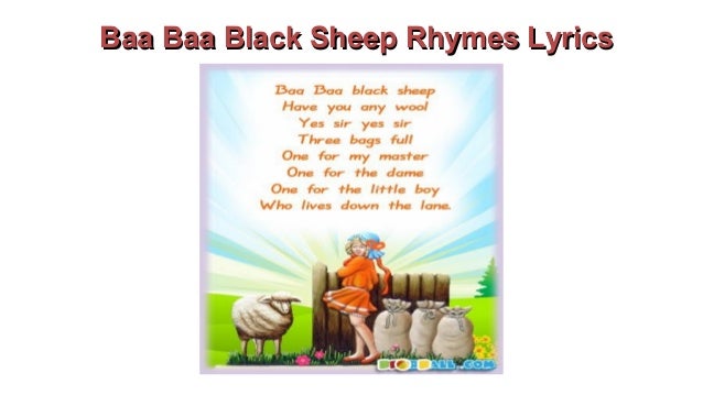 Baa Baa Black Sheep Rhyme Song With Lyrics